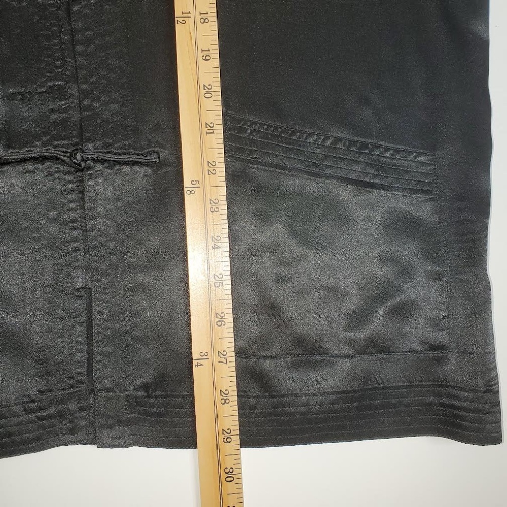 Mens Black Satin Vintage Chinese Tang Jacket (Mandarin Collar) - Picture 9 of 9